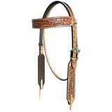 Floral Hand Tooled Horse Western Leather Headstall Tan