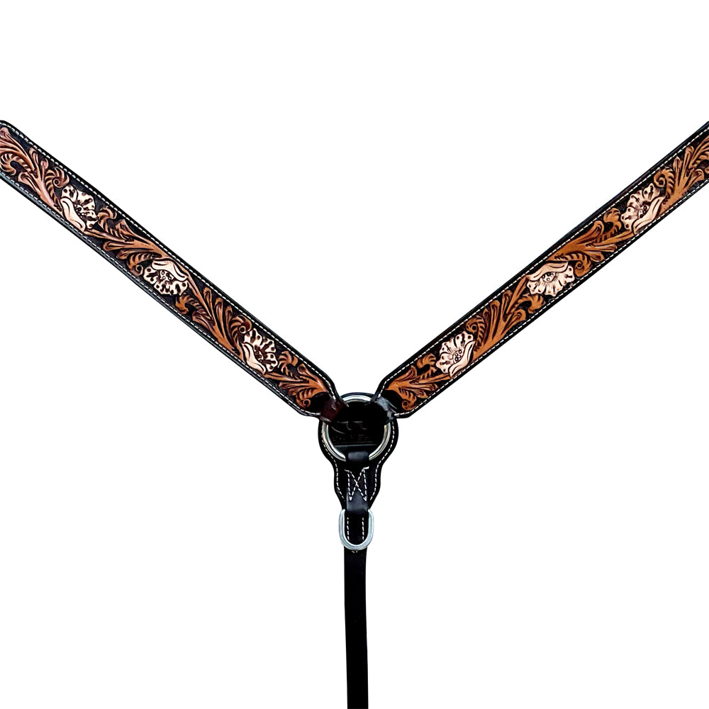 Floral Hand Tooled Horse Western Leather Breast Collar