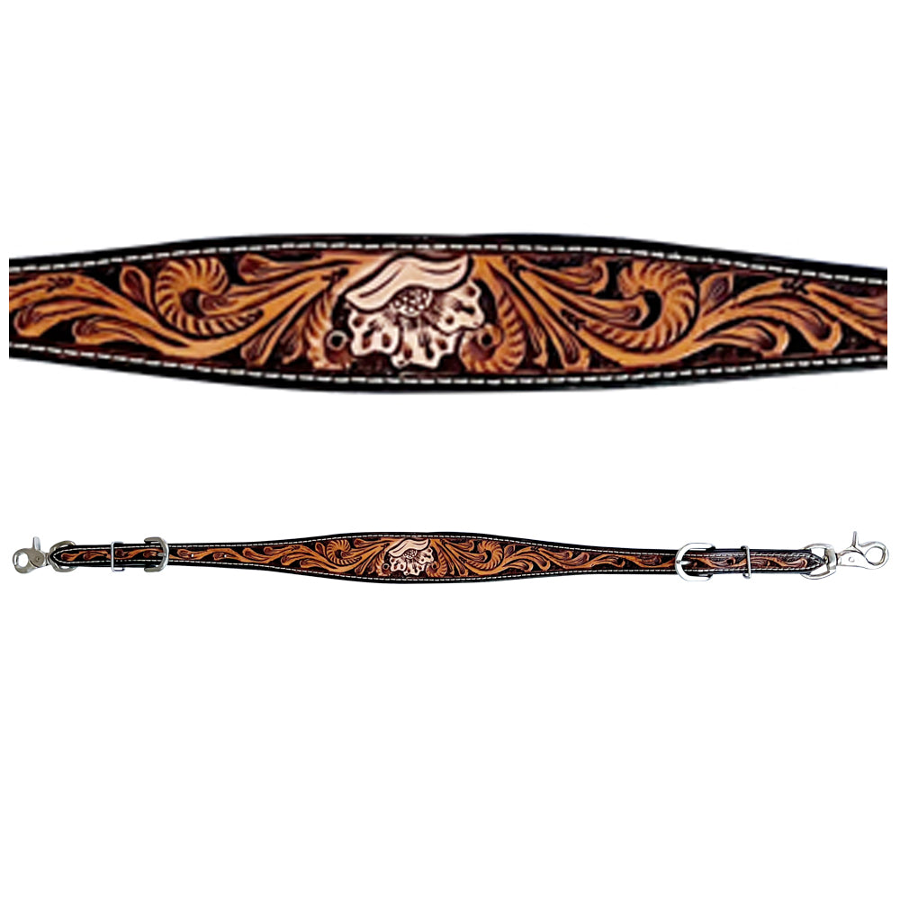 Floral Hand Tooled Horse Western Leather Wither Straps