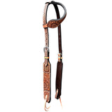 Floral Hand Tooled Horse Western Leather One Ear Headstall Tan