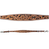 Floral Hand Tooled Black Inlay Horse Western Leather Wither Straps