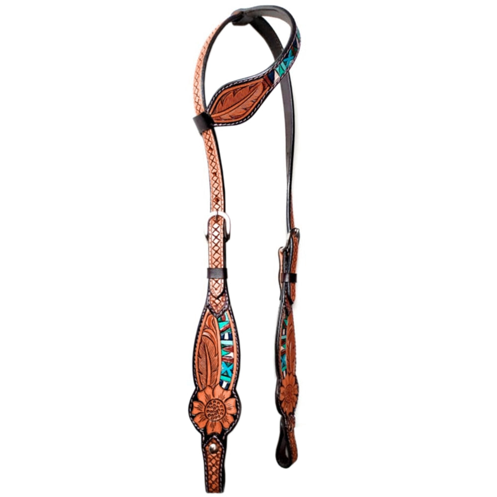 Signet Marigold Floral Horse Western Leather One Ear Headstall
