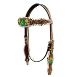 Cacti Cactus Daffodil Hand Painted Horse Western Leather Headstall Tan