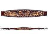 Floral Hand Carved Horse Western Leather Wither Straps Brown