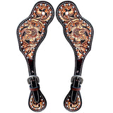 Sunflower Floral Hand Carved Horse Western Leather Spur straps