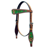 Cactus Sunflower Hand Painted Horse Western Leather Headstall