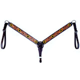 Sunflower Floral Hand Painted Horse Western Leather Breast Collar