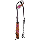 Buckstitch Floral Hand Tooled Horse Western Leather One Ear Headstall Black